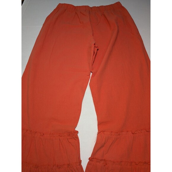 Coco + Carmen Womens Audrey Tiered Ruffle Pants L XL Wide Leg Flared 100% Cotton - Picture 9 of 13